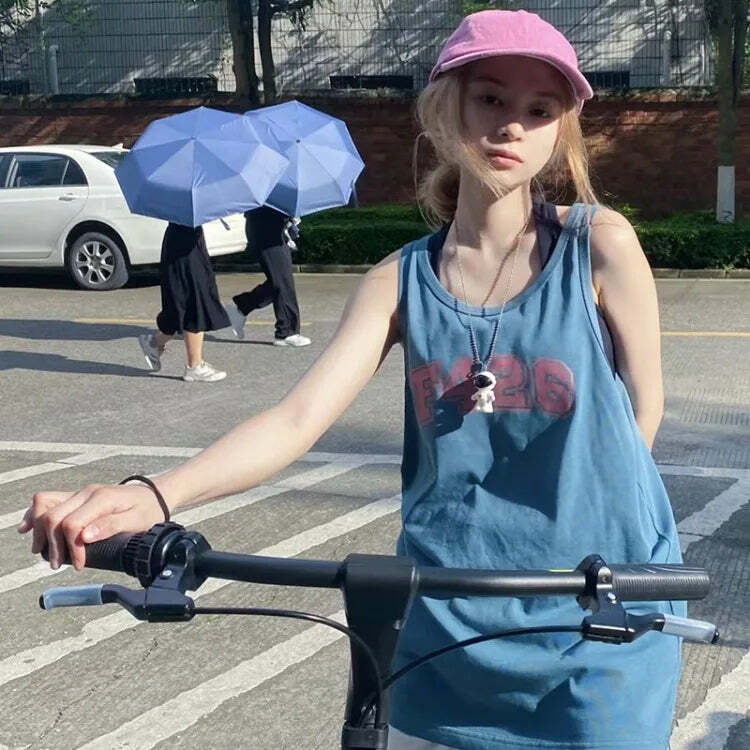 Y2K E-Girl Retro Lazy Style Vest - 90S Grunge Sleeveless O-Neck Tank Top For Women Summer