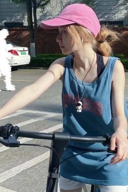 Y2K E-Girl Retro Lazy Style Vest - 90S Grunge Sleeveless O-Neck Tank Top For Women Summer