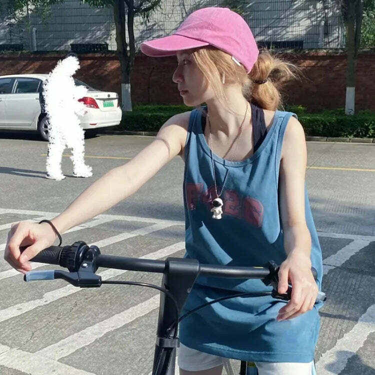 Y2K E-Girl Retro Lazy Style Vest - 90S Grunge Sleeveless O-Neck Tank Top For Women Summer