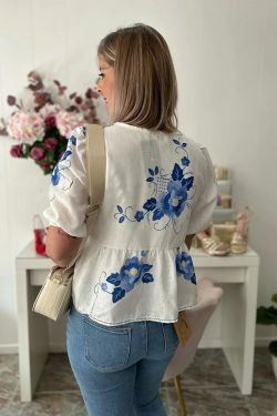 Y2K Fashion Print Lace-Up Hollow Out Puff Sleeve Top - Sexy Grunge Summer Streetwear Tee