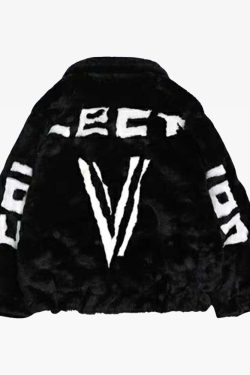 Y2K Faux Fur Bomber Jacket - 90S Grunge, Retro Style, Pastel Goth, Y2K Party & Club Outfits