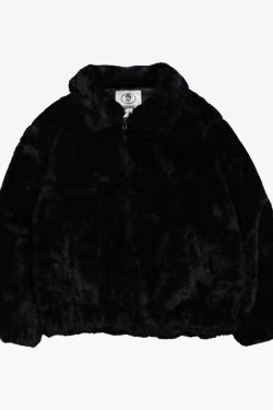 Y2K Faux Fur Bomber Jacket - 90S Grunge, Retro Style, Pastel Goth, Y2K Party & Club Outfits