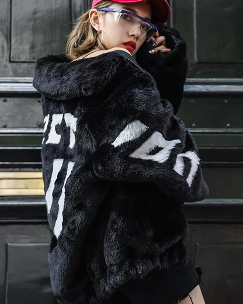 Y2K Faux Fur Bomber Jacket - 90S Grunge, Retro Style, Pastel Goth, Y2K Party & Club Outfits Y2K Faux Fur Bomber Jacket - 90S Grunge, Retro Style, Pastel Goth, Y2K Party & Club Outfits