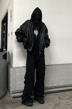 Y2K Faux Leather Oversized Bomber Jacket - 90S Grunge, Retro Style, Y2K Fashion Must-Have