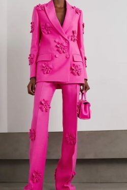 Y2K Floral Blazer Trousers Set - Retro 90S Grunge, Summer Y2K Outfits, Pastel Goth Style