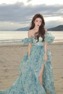 Y2K Floral Print Puff Sleeve Dress - Vintage 90S Grunge Summer Party Outfit For Women