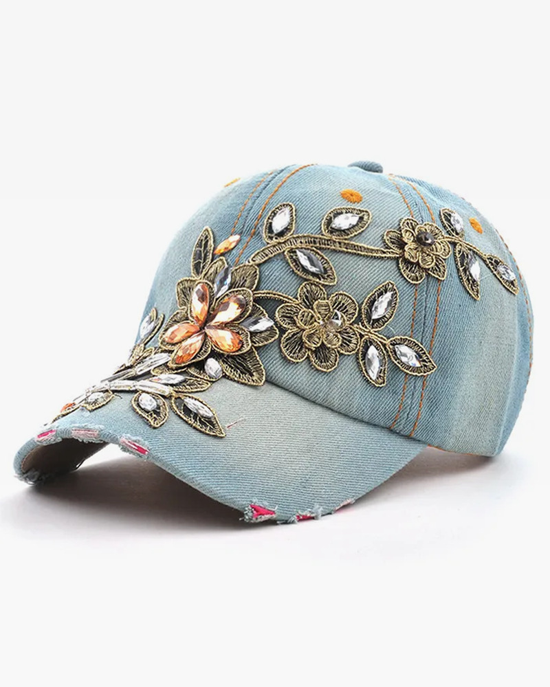 Y2K Flower Embroidered Baseball Cap - Retro 90S Grunge, Summer Y2K Fashion, Pastel Goth Style Y2K Flower Embroidered Baseball Cap - Retro 90S Grunge, Summer Y2K Fashion, Pastel Goth Style