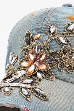 Y2K Flower Embroidered Baseball Cap - Retro 90S Grunge, Summer Y2K Fashion, Pastel Goth Style