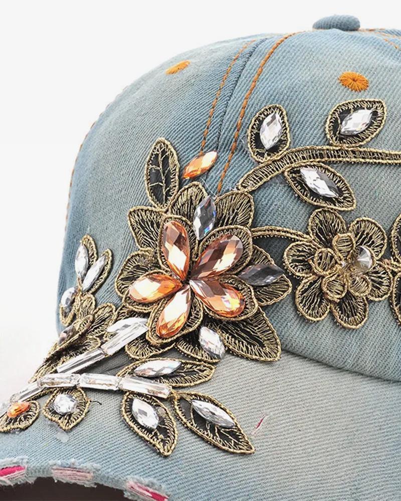 Y2K Flower Embroidered Baseball Cap - Retro 90S Grunge, Summer Y2K Fashion, Pastel Goth Style Y2K Flower Embroidered Baseball Cap - Retro 90S Grunge, Summer Y2K Fashion, Pastel Goth Style