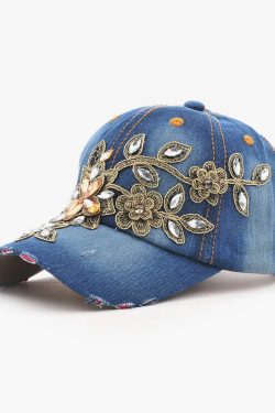 Y2K Flower Embroidered Baseball Cap - Retro 90S Grunge, Summer Y2K Fashion, Pastel Goth Style