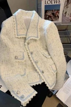 Y2K French Tweed Jacket - Grunge, 90S, Retro, Pastel Goth, Versatile Autumn/Winter Coat