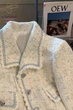 Y2K French Tweed Jacket - Grunge, 90S, Retro, Pastel Goth, Versatile Autumn/Winter Coat