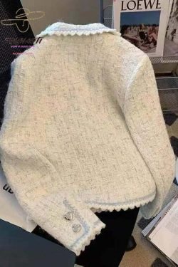 Y2K French Tweed Jacket - Grunge, 90S, Retro, Pastel Goth, Versatile Autumn/Winter Coat