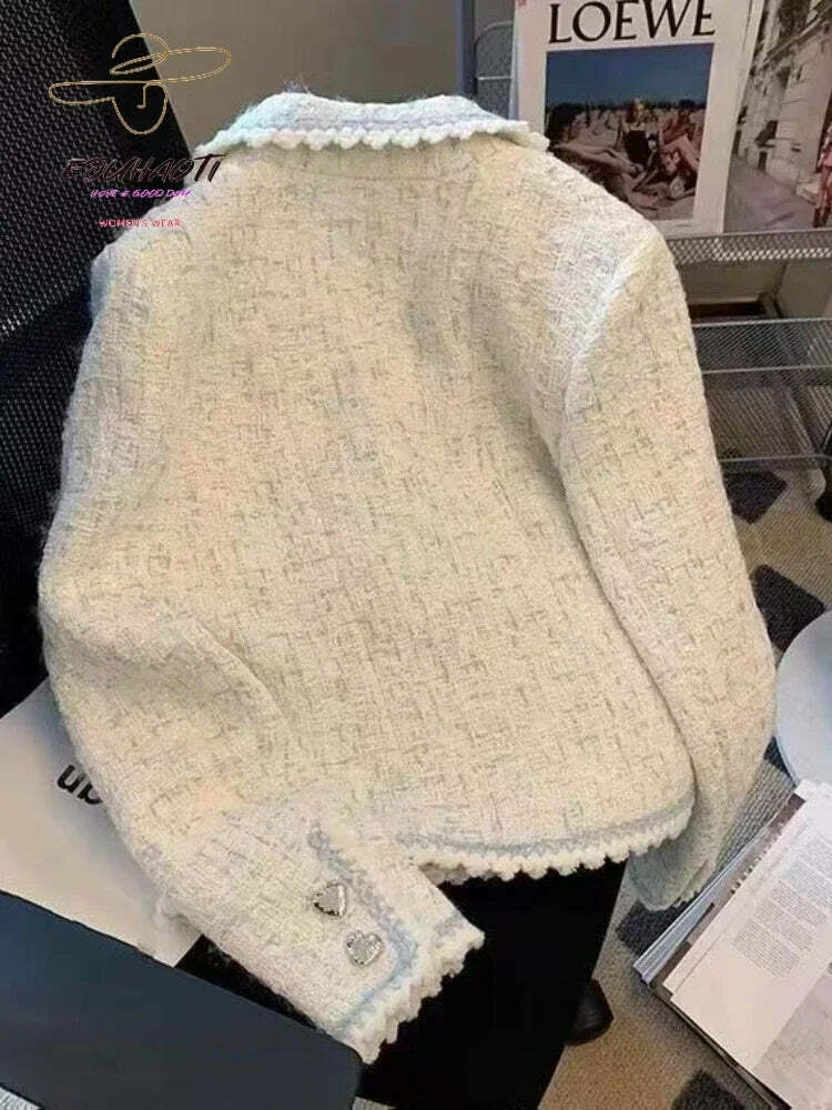 Y2K French Tweed Jacket - Grunge, 90S, Retro, Pastel Goth, Versatile Autumn/Winter Coat Y2K French Tweed Jacket - Grunge, 90S, Retro, Pastel Goth, Versatile Autumn/Winter Coat