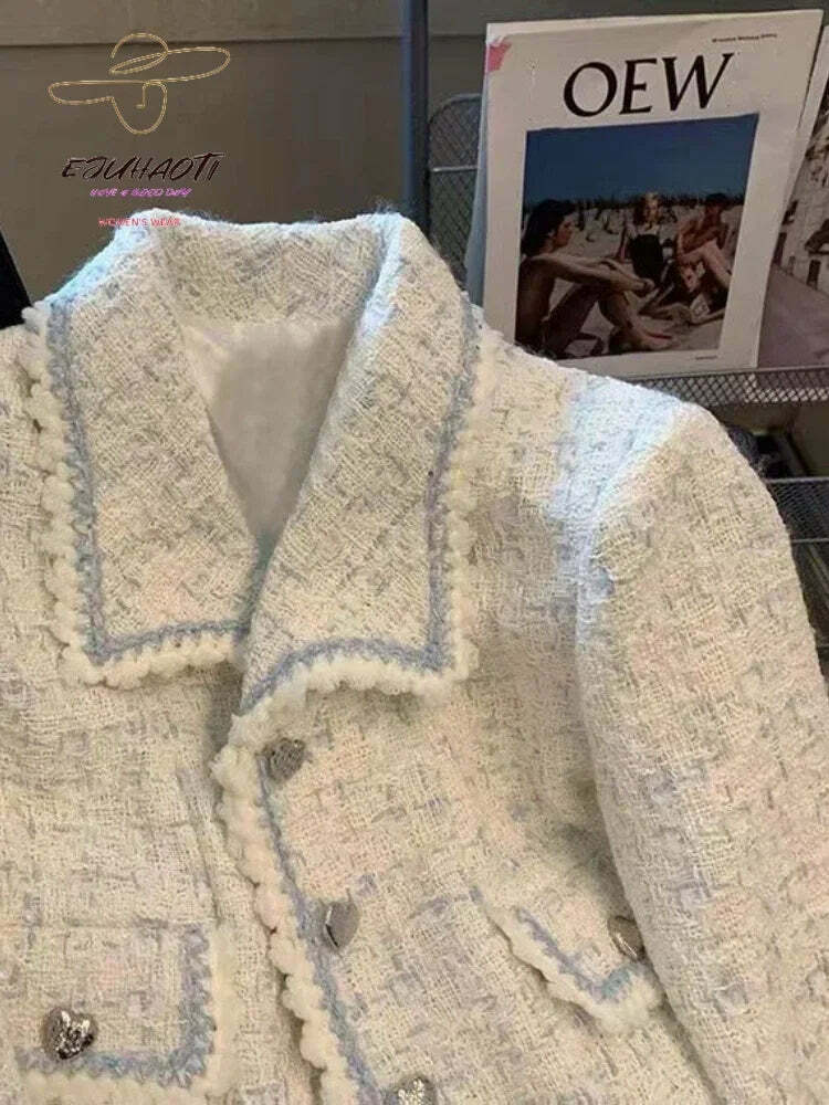 Y2K French Tweed Jacket - Grunge, 90S, Retro, Pastel Goth, Versatile Autumn/Winter Coat Y2K French Tweed Jacket - Grunge, 90S, Retro, Pastel Goth, Versatile Autumn/Winter Coat