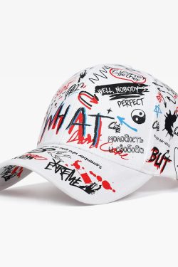 Y2K Graffiti Baseball Cap - Retro 90S Grunge, Hip Hop, And Pastel Goth Summer Fashion
