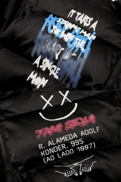 Y2K Graffiti Puffer Jacket - 90S Grunge, Retro Style, Y2K Fashion, Summer & Party Outfits