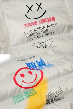 Y2K Graffiti Puffer Jacket - 90S Grunge, Retro Style, Y2K Fashion, Summer & Party Outfits