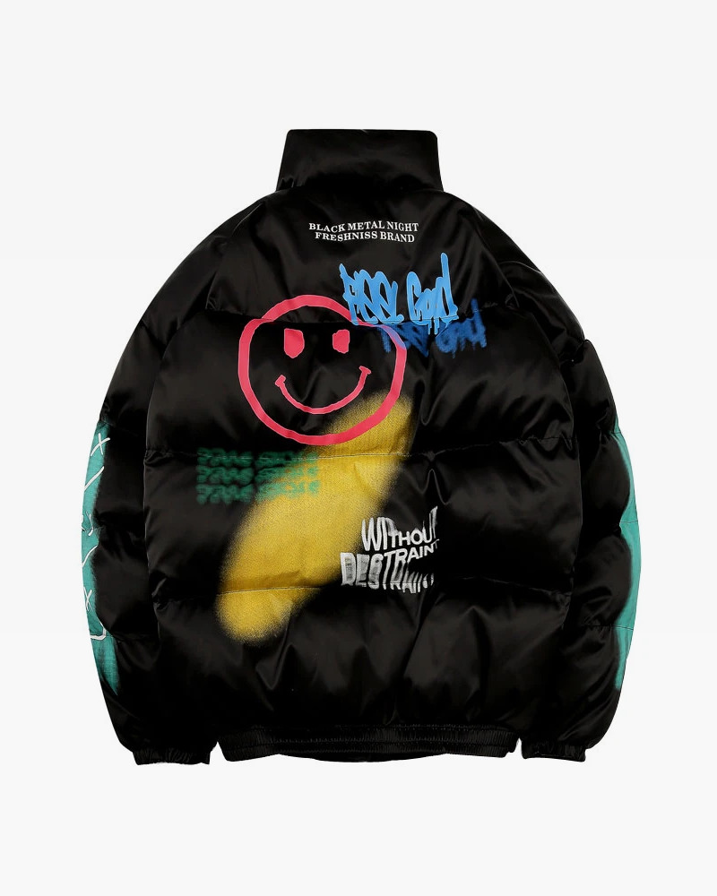 Y2K Graffiti Puffer Jacket - 90S Grunge, Retro Style, Y2K Fashion, Summer & Party Outfits Y2K Graffiti Puffer Jacket - 90S Grunge, Retro Style, Y2K Fashion, Summer & Party Outfits