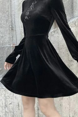 Y2K Graphic Embroidery Dress - Retro 90S Grunge, Summer Party, Club & Popstar Outfits