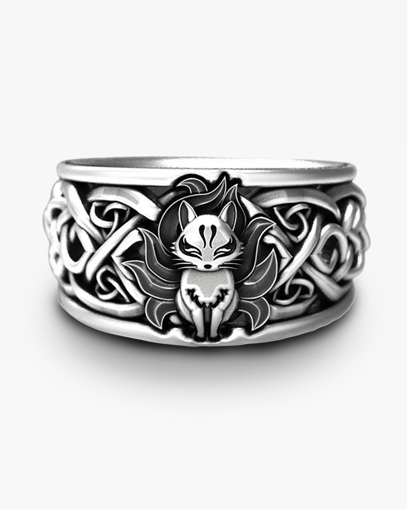 Y2K Grunge & 90S Fashion Nine Tailed Fox Ring - Retro, Gothic, And Popstar Style Accessory Y2K Grunge & 90S Fashion Nine Tailed Fox Ring - Retro, Gothic, And Popstar Style Accessory