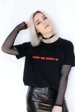 Y2K Grunge 'Destroy What Destroys' T-Shirt - 90S Retro, Gothic, Summer & Party Outfits
