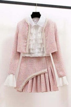 Y2K Grunge 3-Piece Set: Elegant Slim Coat, Skirt, And Shirt - Retro 90S Fashion Tweed Suit