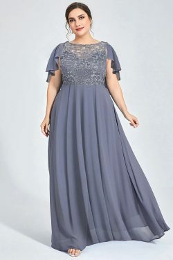Y2K Grunge A-Line Lace Pleated Floor-Length Dress - Plus Size Mother Of The Bride Wedding Guest