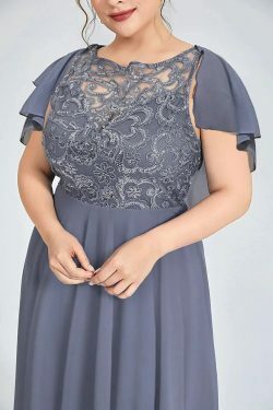 Y2K Grunge A-Line Lace Pleated Floor-Length Dress - Plus Size Mother Of The Bride Wedding Guest
