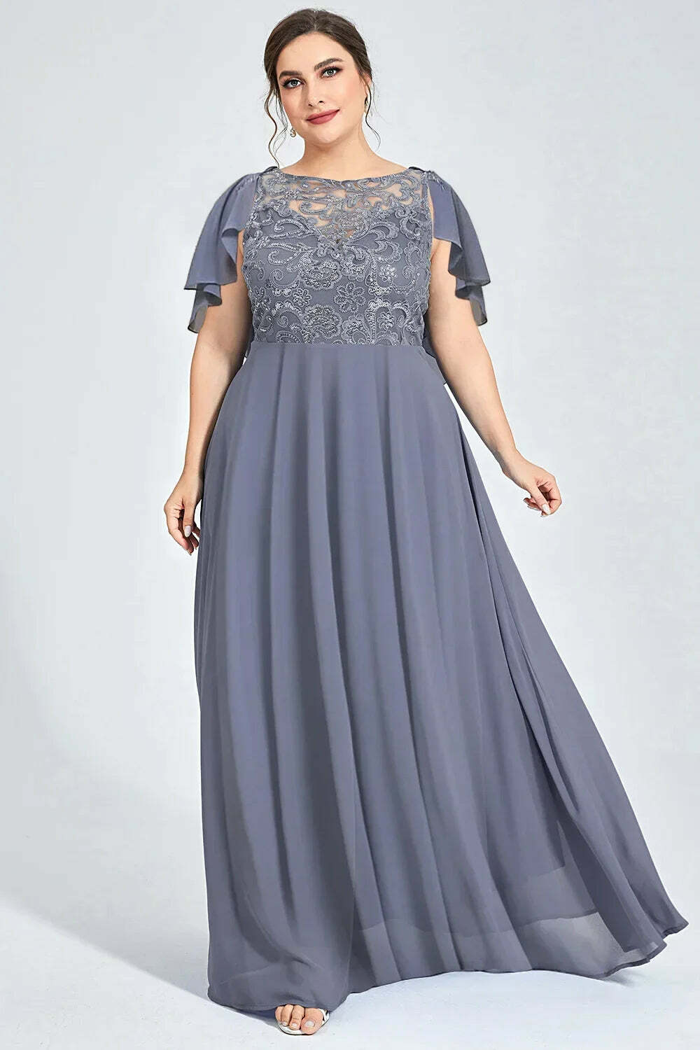 Y2K Grunge A-Line Lace Pleated Floor-Length Dress - Plus Size Mother Of The Bride Wedding Guest Y2K Grunge A-Line Lace Pleated Floor-Length Dress - Plus Size Mother Of The Bride Wedding Guest