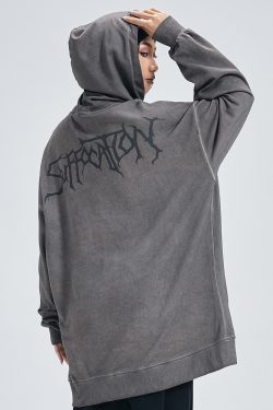 Y2K Grunge Angel Dark Print Hoodie - Retro 90S Fashion, Summer Y2K Outfits, Gothic Y2K Style