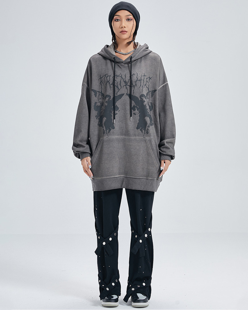 Y2K Grunge Angel Dark Print Hoodie - Retro 90S Fashion, Summer Y2K Outfits, Gothic Y2K Style Y2K Grunge Angel Dark Print Hoodie - Retro 90S Fashion, Summer Y2K Outfits, Gothic Y2K Style