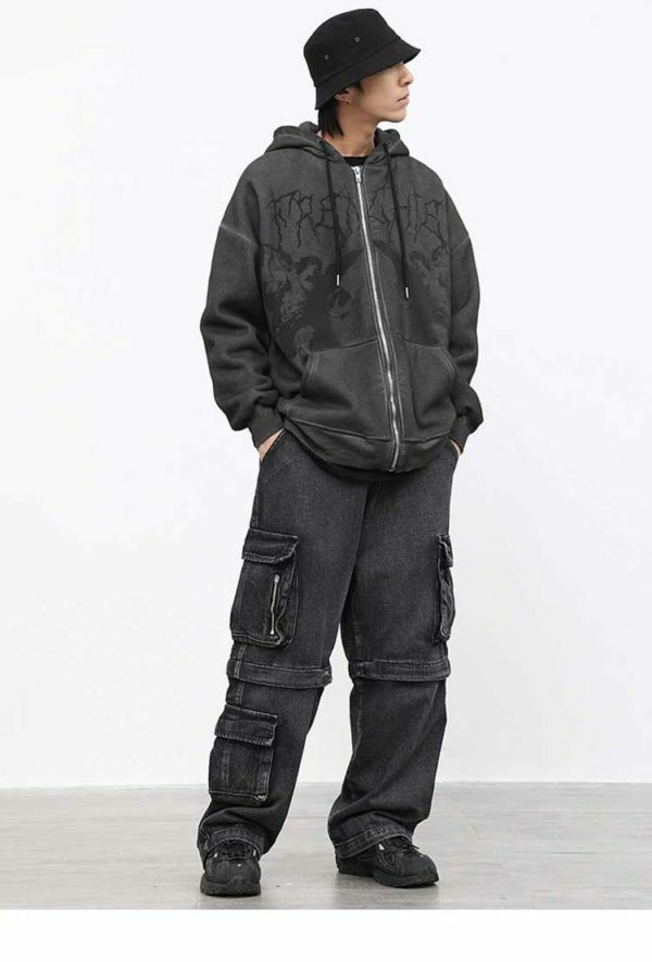 Y2K Grunge Angel Dark Print Hoodie Jacket - Retro 90S Fashion, Summer & Party Outfits Y2K Grunge Angel Dark Print Hoodie Jacket - Retro 90S Fashion, Summer & Party Outfits