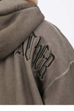 Y2K Grunge Angel Dark Print Hoodie Jacket - Retro 90S Fashion, Summer & Party Outfits