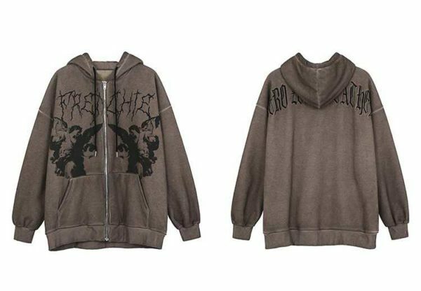 Y2K Grunge Angel Dark Print Hoodie Jacket - Retro 90S Fashion, Summer & Party Outfits Y2K Grunge Angel Dark Print Hoodie Jacket - Retro 90S Fashion, Summer & Party Outfits