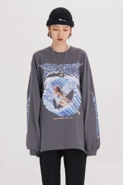 Y2K Grunge Angel Sweatshirt - 90S Retro Summer Outfit, Pastel Goth, Y2K Club & Party Fashion