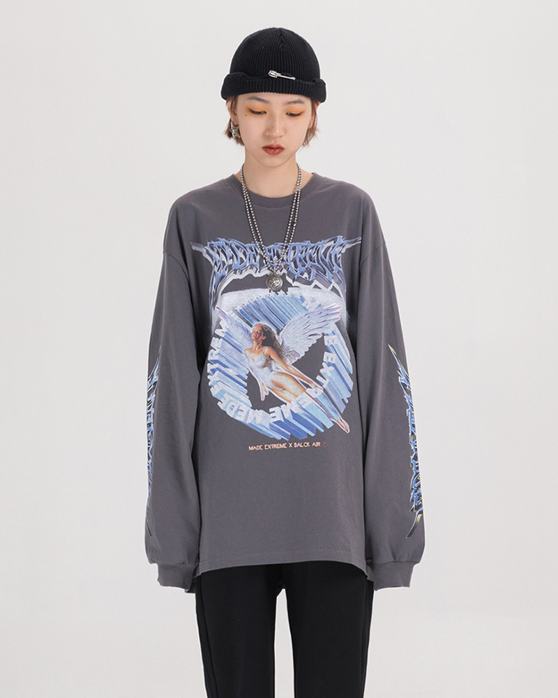 Y2K Grunge Angel Sweatshirt - 90S Retro Summer Outfit, Pastel Goth, Y2K Club & Party Fashion