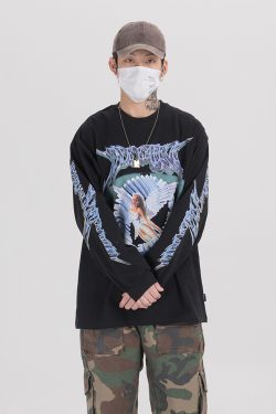 Y2K Grunge Angel Sweatshirt - 90S Retro Summer Outfit, Pastel Goth, Y2K Club & Party Fashion