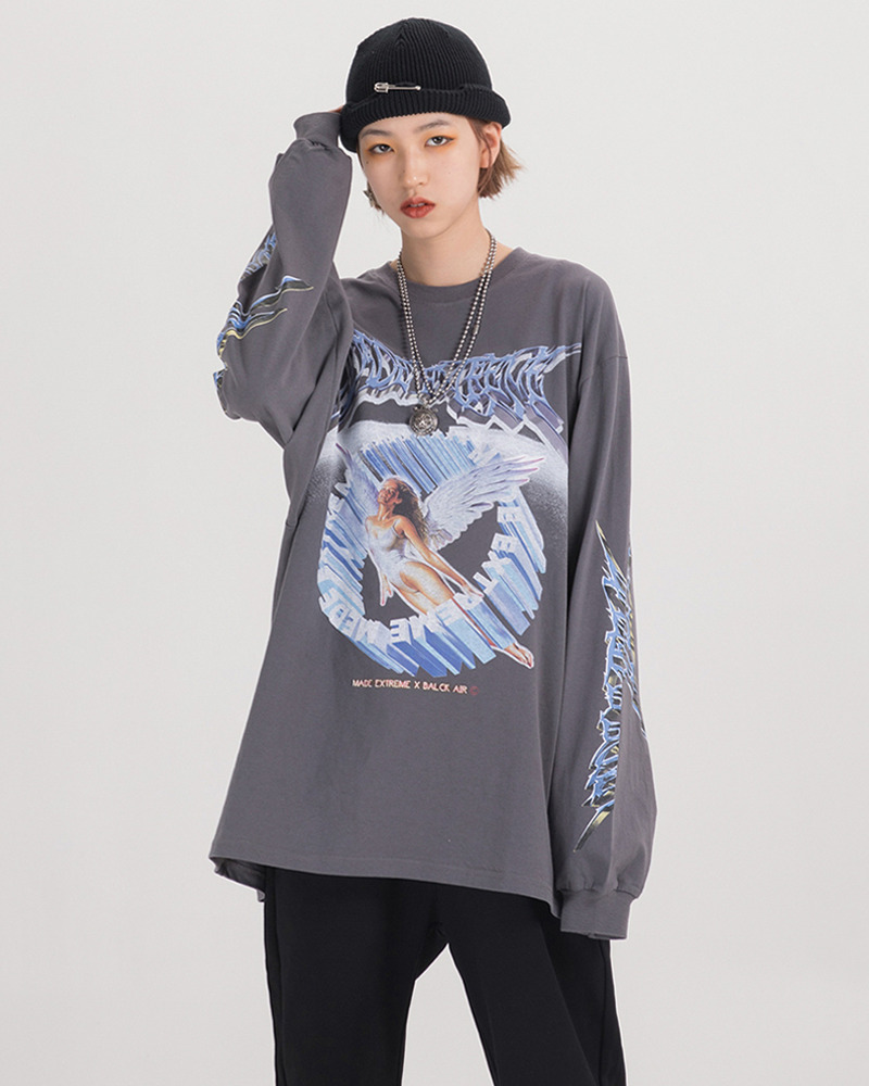 Y2K Grunge Angel Sweatshirt - 90S Retro Summer Outfit, Pastel Goth, Y2K Club & Party Fashion