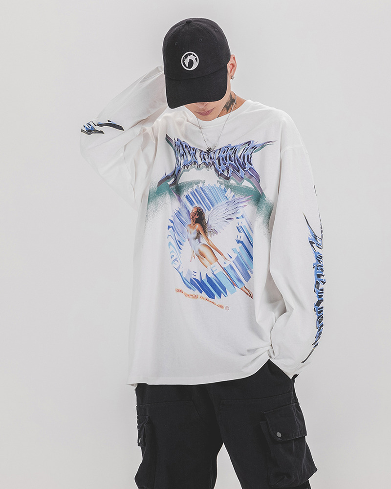 Y2K Grunge Angel Sweatshirt - 90S Retro Summer Outfit, Pastel Goth, Y2K Club & Party Fashion