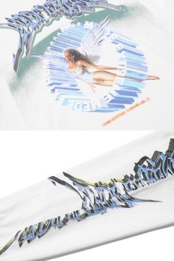 Y2K Grunge Angel Sweatshirt - 90S Retro Summer Outfit, Pastel Goth, Y2K Club & Party Fashion