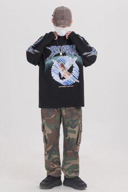 Y2K Grunge Angel Sweatshirt - 90S Retro Summer Outfit, Pastel Goth, Y2K Club & Party Fashion