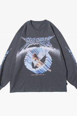 Y2K Grunge Angel Sweatshirt - 90S Retro Summer Outfit, Pastel Goth, Y2K Club & Party Fashion