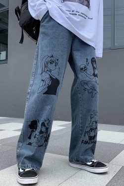 Y2K Grunge Anime Jeans - Retro 90S Fashion, Summer Outfits, And Hip Hop Style For Women