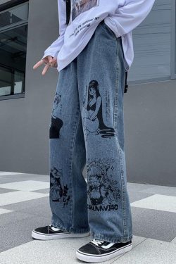 Y2K Grunge Anime Jeans - Retro 90S Fashion, Summer Outfits, And Hip Hop Style For Women