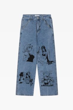 Y2K Grunge Anime Jeans - Retro 90S Fashion, Summer Outfits, And Hip Hop Style For Women