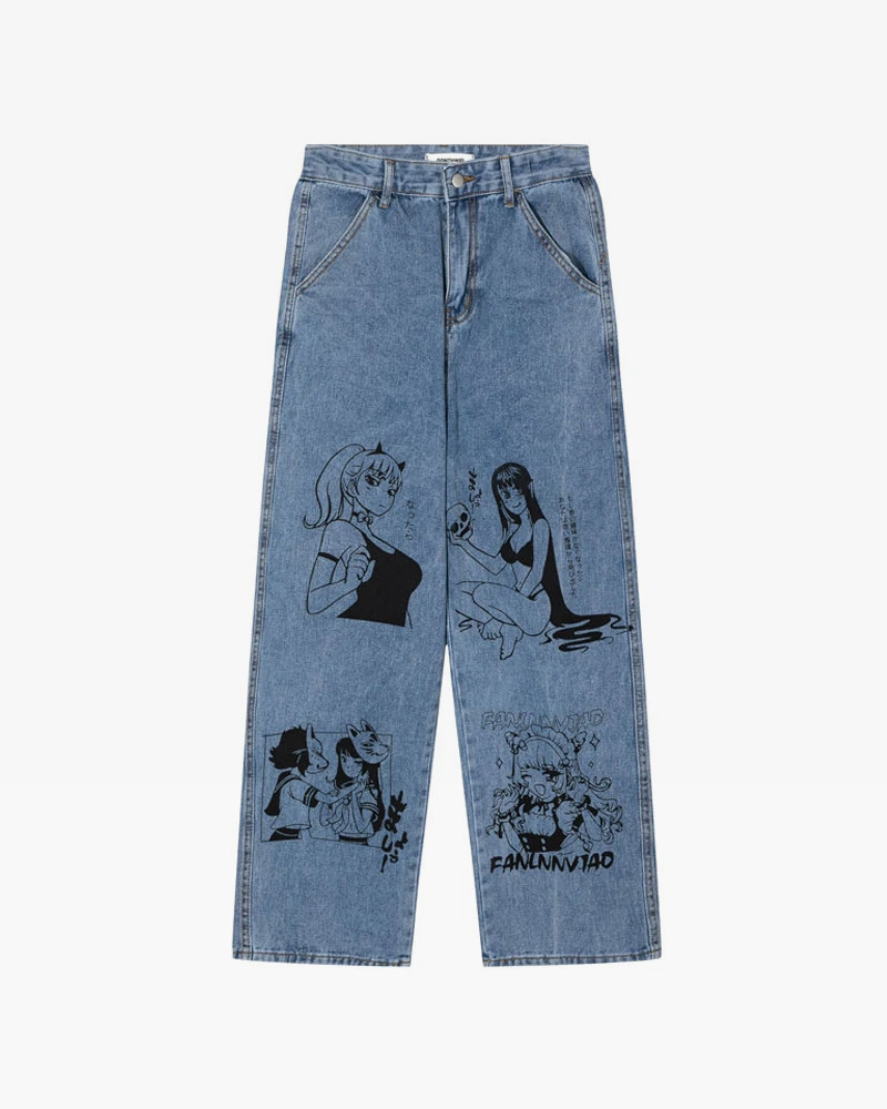 Y2K Grunge Anime Jeans - Retro 90S Fashion, Summer Outfits, And Hip Hop Style For Women