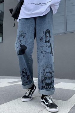 Y2K Grunge Anime Jeans - Retro 90S Fashion, Summer Outfits, And Hip Hop Style For Women