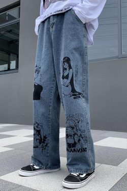 Y2K Grunge Anime Jeans - Retro 90S Fashion, Summer Outfits, And Hip Hop Style For Women
