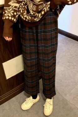 Y2K Grunge Aspen Fleece Plaid Pants - Retro 90S Summer Outfit, Y2K Fashion Essentials